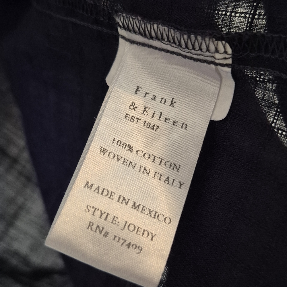 Frank And Eileen JOEDY Navy Textured Windowpane Italian Cotton Small - Picture 11 of 12